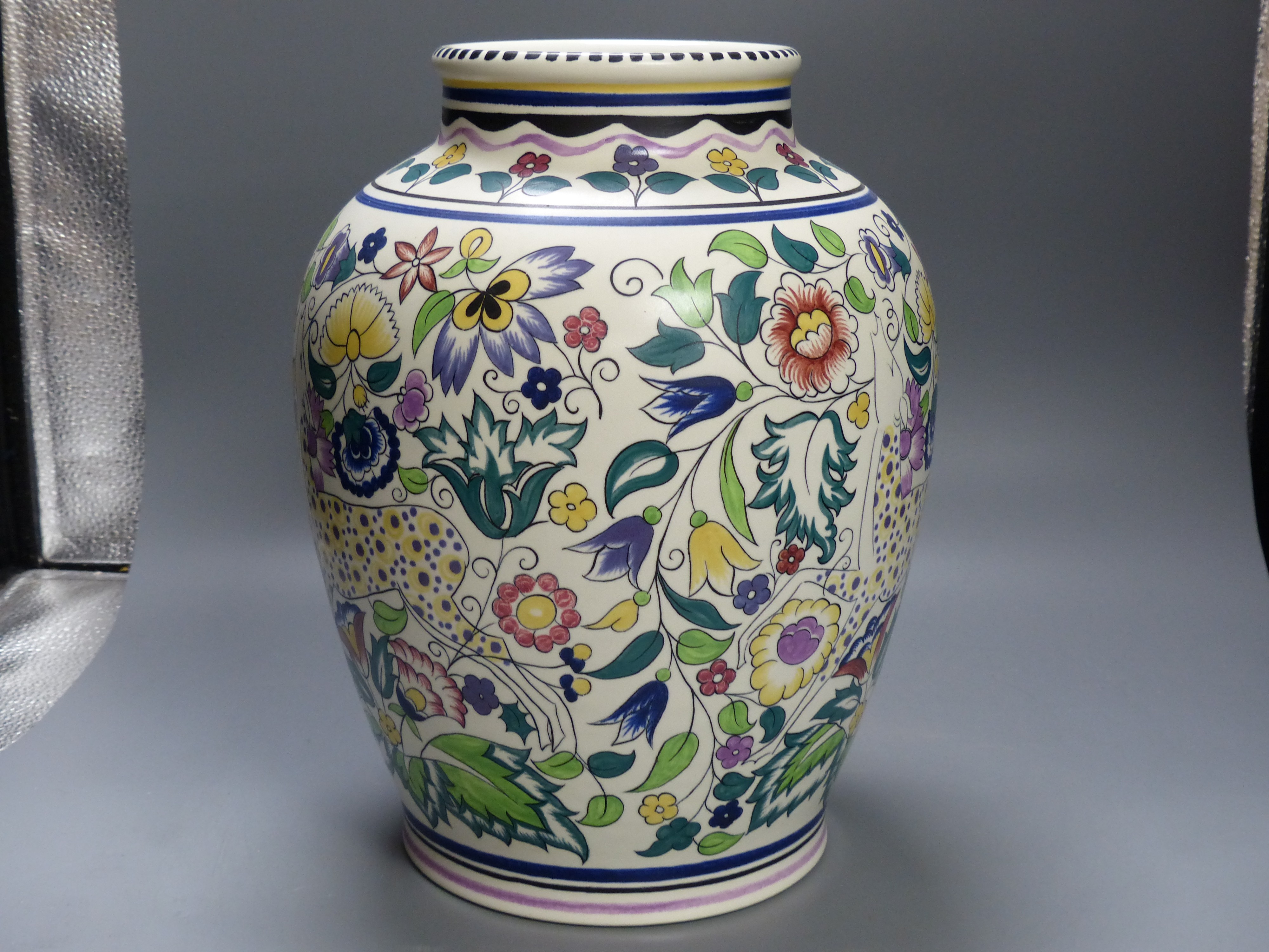 A large decorative Poole pottery vase, height 33cm